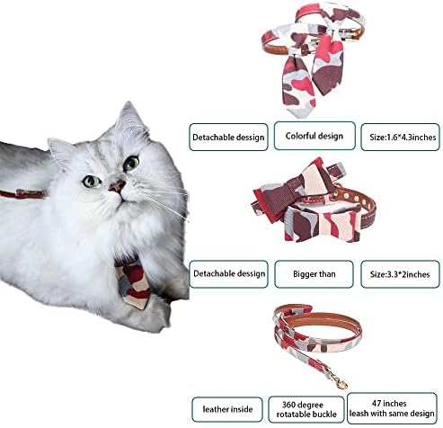 גלידה חתול עניבת פרפר & מגבר; עניבת צווארון עם רצועה מתכוונן חמוד כלב להסרה צווארון עם פעמון עבור גור חתולים