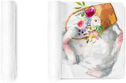 מגבות טרי מגבת פנים בד יד קריקטורה ארנבת פרחים תפאורה לאמבטיה למלון-ספא-מטען רב-תכליתי, רך, יבש במהירות 30X15