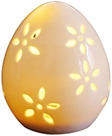 Qiaoidea ביצת פסחא ביצה לבנה נורות LED LED מנורה לטובת מסיבות, ביצת פרוטלין עם פרחים עיצוב חלול ייחודי מתנה