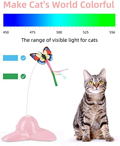 סוקר חתול צעצועים, אינטראקטיבי חתול צעצוע אוטומטי חשמלי פרפר 360 סיבוב חתלתול צעצוע לחתולים מקורה, עם 1