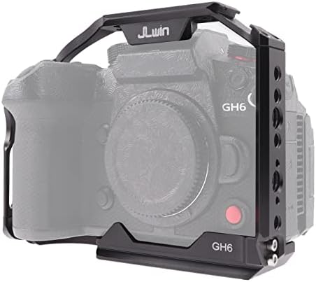 כלוב Hersmay GH6, כלוב מצלמה מלא עבור Panasonic Lumix GH6 עם מעקה נאטו, הר נעליים קרה וצלחת שחרור מהירה של ארקה שוויצרית