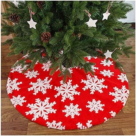 חצאיות עץ חג המולד של Huijie - קישוט חג המולד עץ עץ תחתון סינר סינר ג'קארד שו כותנה קטיפה פתית שלג עם שלוש צבעי עץ חג