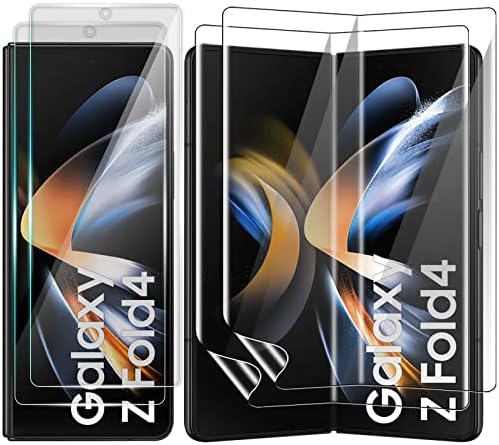 Rosaui עבור Samsung Galaxy Z Fold 4 מגן מסך, 2 מגן על מסך זכוכית של כיסוי חבילות, 2 חבילות Hydrogel Flex Flex Shield