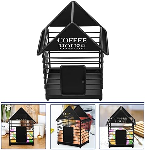 קפה בר אביזרי קפה תחנת קפה מחזיק ברזל אמנות בית צורת קפה אחסון מדף, מטבח אחסון סלי קפה בר שחור קפה בר אביזרי קפה תחנה