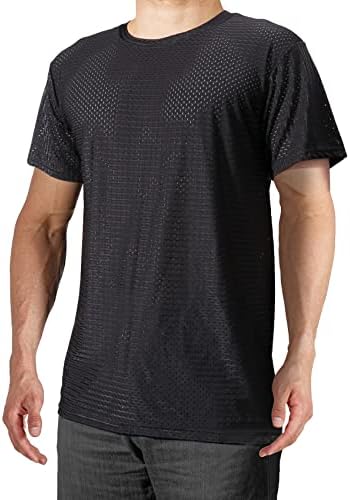 גברים של רשת חולצות פעיל מהיר יבש קצר שרוול צווארון עגול יבש כושר קירור לחות הפתילה מזדמן ספורט חולצות