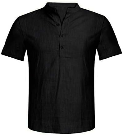 XXBR כותנה פשתן חולצות הנלי לגברים שרוול קצר חוף קיץ צמרות חוף דק כפתור קל משקל חולצה ללא צווארון