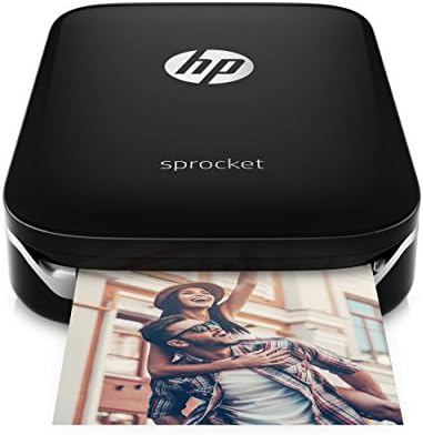 מדפסת תמונות צבע ניידת של HP, הדפיסו תמונות של מדיה חברתית על נייר מגובה דביק בגודל 2x3 - שחור