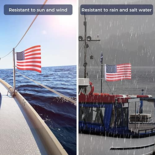 2 חבילות דגל סירה אמריקאי עם 4 מלחצי מוט דגל סירה, דגל ארהב ימי עם כוכבים רקומים דו -צדדיים וגלמות פליז,