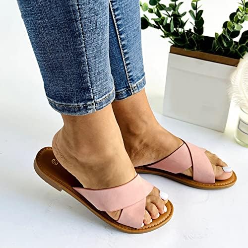 סנדלים של Waberce Plus Size Sandals רוחב רחב סנדלי אופנה רטרו שטוחים לנשים נעלי בית סנדלי נשים קיץ נעלי טריז לנשים סנדלים