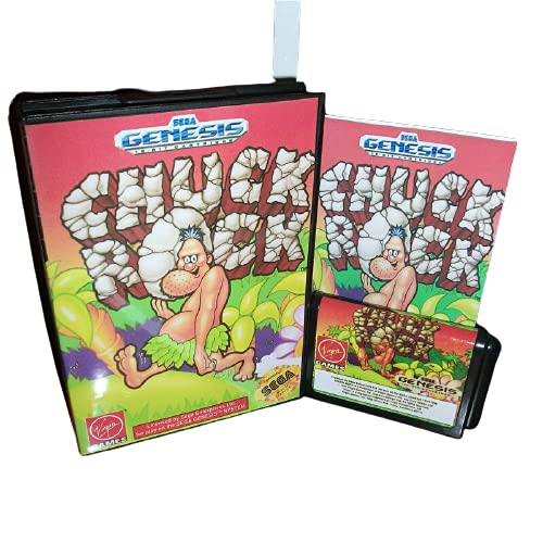 Aditi Chuck Rock 1 עטיפה ארהב עם קופסה ומדריך לסגה מגדרייב ג'נסיס קונסולת משחקי וידאו 16 סיביות כרטיס MD