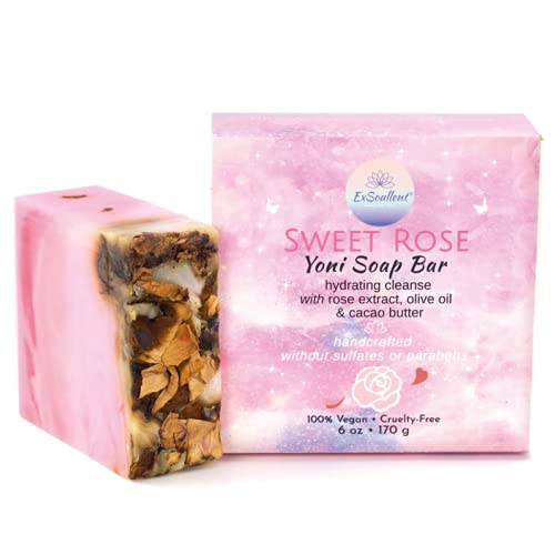 בר סבון רוז יוני אקסולנט-6 עוז סבון מאוזן בעבודת יד וחומציות טבעית לנשים, ניקוי לחות ללא סולפטים או פרבנים