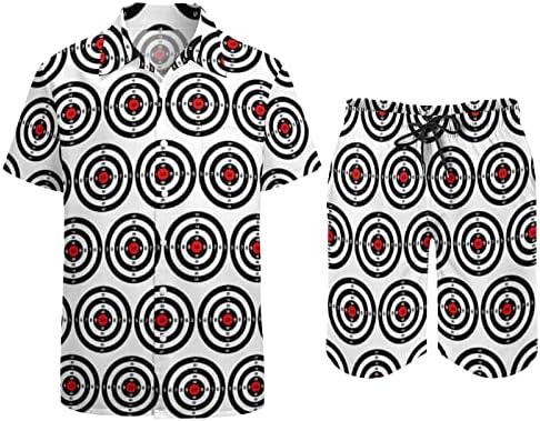 חצים אקדח Weedkeycat מכוונים לתלבושות חוף לגברים 2 חלקים כפתור הוואי מטה חולצת שרוול קצר ומכנסי תא מטען קצרים