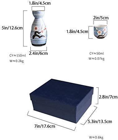 סט סאקה של LHH, כוסות קרמיקה סאקה 5 חלקים כולל סיר סאקה של 1 יחידות 4 יחידות סאקה עם חבילת קופסאות מתנה למשפחה ולחברים