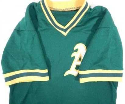 בסוף שנות השמונים של אוקלנד אתלטיקה 28 משחק השתמש בתרגול חבטות ירוק DP04644 - משחק משומש גופיות MLB