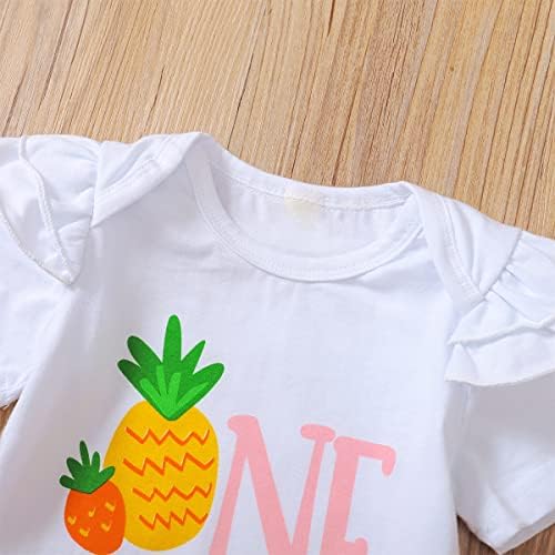 Shalofer תינוקת תלבושת יום הולדת 1 סט קיץ קצר עם סרט פירות