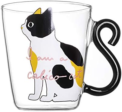 כוס מיץ זכוכית חתול חמוד חידוש ספל קפה קריקטורה עם ידית זנב חתול 250 מל כוס תה חתול יפה חלב שחור חלב כוס חלב כוס
