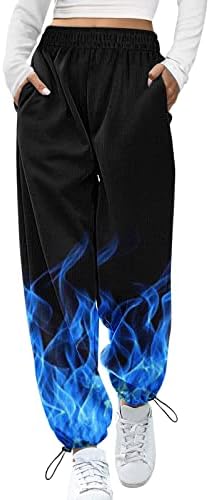 מכנסי טרנינג דסודן מדפיסים נשים מותניים גבוהות אימון ספורטיבי מכנסיים מכנסיים מכנסי טרקלין גרפיים מזדמנים עם כיסים