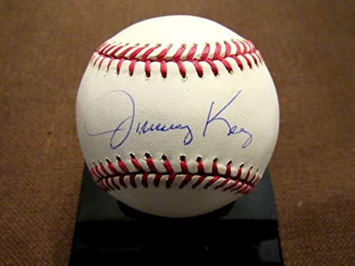 JIMMY KEY 1996 WSC NY Yankees Blue Jays חתום על Auto Vintage Oal Baseball JSA - כדורי בייסבול עם חתימה