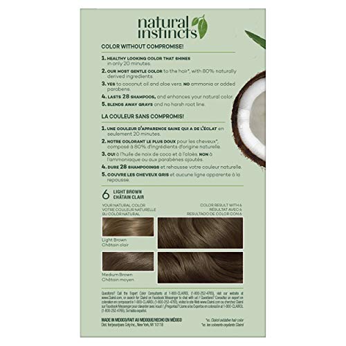 אינסטינקטים טבעיים של קליירול צבע שיער קבוע, 6 חום בהיר, חבילה של 1