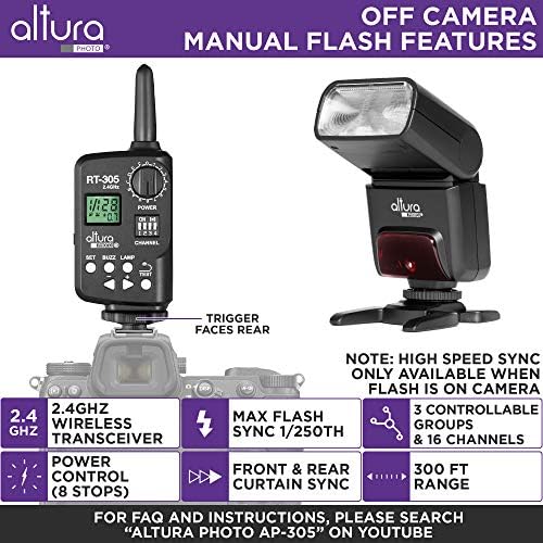צילום אלטורה א-פ-305נ אור פלאש מצלמה עם טריגר ידני עבור ניקון ד3500 ד3400 ד3300 ד5600 ד5500 ד5300 ד850 ד780 ד750 ד7500