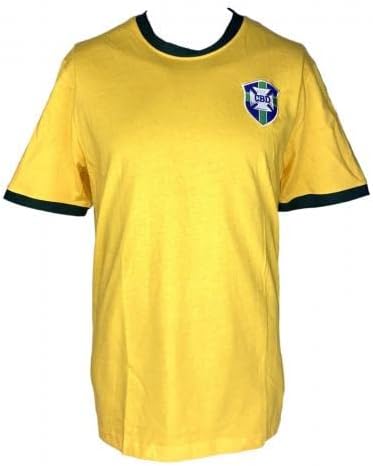 פלה חתמה על צהוב בברזיל הכדורגל ג'רזי באס הולו ו- PSA COA - גופיות כדורגל עם חתימה
