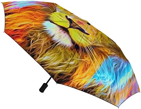 מטריית אריות אריה מטרייה אטומה לרוח 3 קפלים אוטומטית פתוחה מטרייה מתקפלת קרובה לגברים נשים