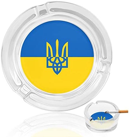 מאפרות דגל אוקראיני מאפרות אפר אפר עגול מארז מחזיק אפר יפה לקישוט סיפון משרד ביתי
