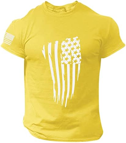 קיץ חולצות לגברים אמריקאי דגל קצר שרוול כושר אימון חולצות מקרית רזה בכושר למתוח בציר גרפי פטריוטי טיז