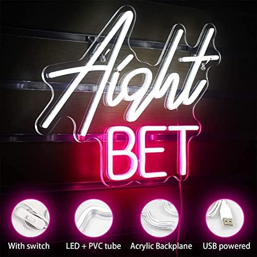 Dvtel aight bet led שלט ניאון, משחק בהתאמה אישית של משחק מואר אורות לילה USB אורות ניאון אקריליים, שלט זוהר