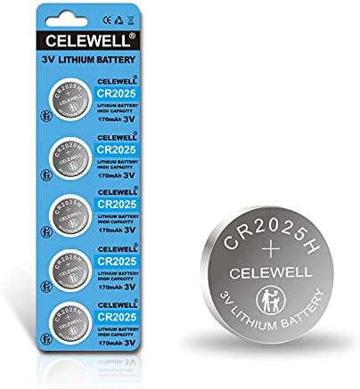 Celewell 【אחריות לחמש שנים】 CR2025 5 חבילה 3V סוללת ליתיום 170mAh