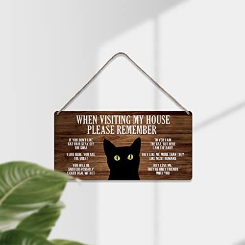 עיצוב קיר בסגנון כפרי חתול מצחיק שלטי עץ כפרי תלויה קיר קיר שלט חתול כניסה שלט עיצוב בית חובבי חתולים נוכחים