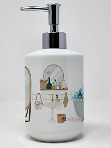 אוצרות קרוליין WDK5760SOAP SPANIEL מים איריים במתקן סבון קרמיקה אמבטיה, בקבוקי משאבה של מתקן סבון יד למטבח אמבטיה,