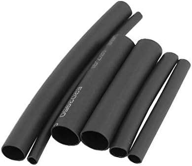 חדש LON0167 95 יחידות קיר כפול קיר דבק מרופד חום מכווץ צינורות שרוול שרוול שחור ערכת מגוון שחור (95 יחידות