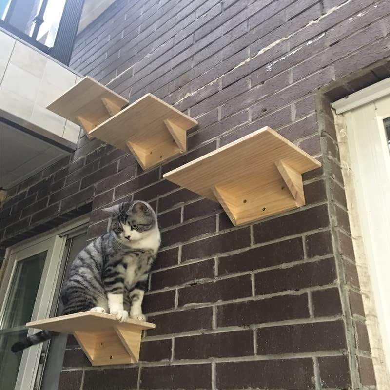 חתול עץ חתול טיפוס מסגרת סטרץ לוח עץ חתול קפיצות פלטפורמה לחיות מחמד ריהוט חתלתול מקפצה קיר רכוב חתול צעצוע