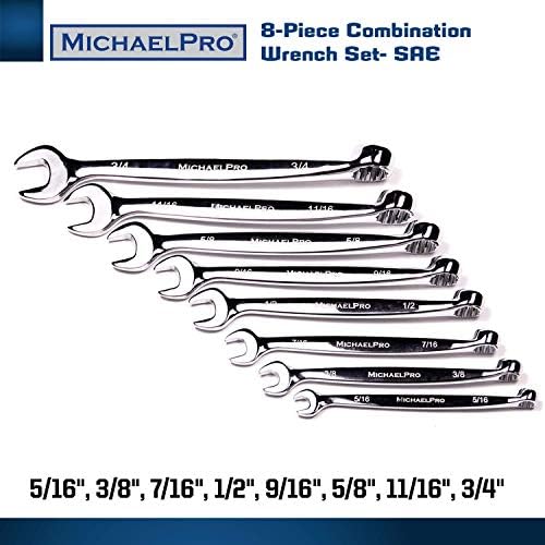 MichaelPro MP001014 סט כלים לשלבי SAE לשילוב SAE 8 חלקים, ערכת ברגים בעיצוב ספירלה פטנט, סט ברגים בקיזוז של 15 מעלות
