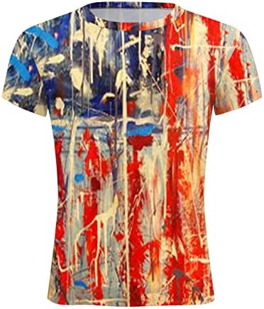 חולצות פטריוטיות לגברים, גברים קיץ יום העצמאות אופנה 3 חולצה מודפסת דיגיטלית שרוול קצר 4 ביולי חולצה