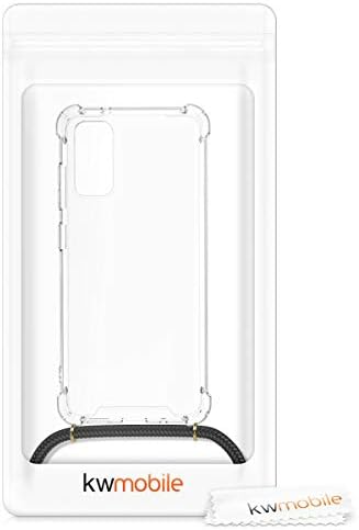 מארז Kwmobile Crossbody תואם למארז Samsung Galaxy S20 - כיסוי טלפון TPU ברור עם רצועת כבל שרוך - שחור/שקוף