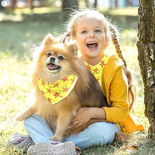 2 חבילות כלב בנדנה קיץ כוכב ים צהוב ילדה צהובה ילד חיית מחמד ביק