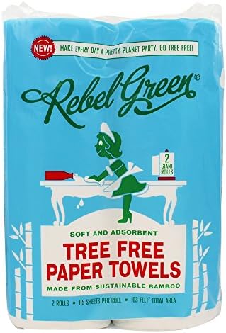 מורד עץ ירוק מגבות נייר במבוק בחינם, 2 לחמניות ענק, 1.5 פאונד
