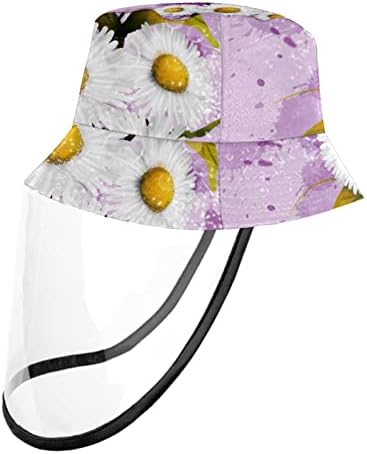 כובע מגן למבוגרים עם מגן פנים, כובע דייג כובע אנטי שמש, חיננית פרח אביב סגול
