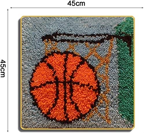 ערכות חוט סרוגה ערכות שטיח כדורסל עם מודפס בד וו תפס שטיח ערכות למתחילים מבוגרים ילדים בעבודת יד ערכת 17.7 אינץ