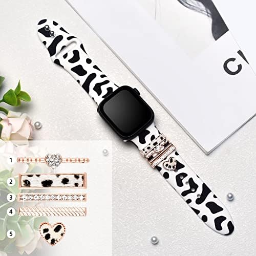 פס שעונים מודפס של Sesyuki עם קסמים תואמים ל- Apple Watch 38 ממ 40 ממ 41 ממ 42 ממ 44 ממ 45 ממ 49 ממ, הדפס רצועת