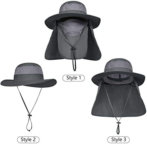 Lcztn upf 50+ כובע הגנה מפני השמש כובע דיג רחב שוליים עם דש פנים וצוואר