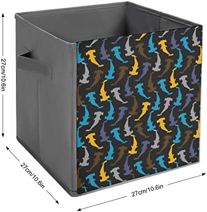 פטיש כריש דפוס גדול קוביות אחסון פחי מתקפל בד אחסון תיבת ארון מארגני עבור מדפים