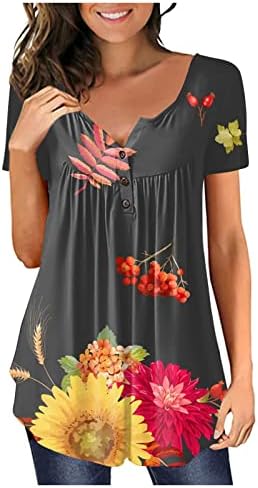 צמרות קיץ לנשים הנלי כפתור למטה פסים פרחוניים קושרים צמרת צבע שרוול קצר בתוספת חולצות פרחים מזדמנים בגודל