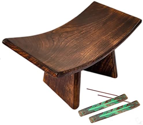 ספסל מדיטציה של מלאכות UVZ - עץ מנגו, שרפרף מדיטציה מתקפל וארגונומי - ספסל תפילה יציב עם עקומה, נוח לכיכר או ישיבה - מושלם