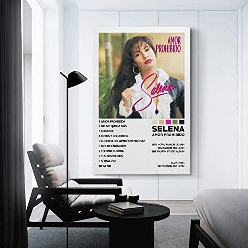 פוסטרים של Xiaomb Selena Amor Prohibido Poster אלבום פוסטר פוסטר לחדר אסתטי בד אמנות פוסטר ואמנות קיר תמונה מודרנית