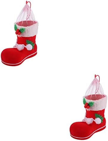 2 יחידות קישוטי חג המולד סנטה קלאוס איש שלג מחזיקי גרבי ממתקים פאוץ שרוך תיק פינוק תיק טוב חג המולד גרב תליית קישוטי עץ חג
