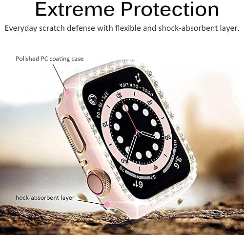 מארז קריסטל של Ankang Diamond עבור Apple Watch 7 6 SE 40 ממ 44 ממ 41 ממ 45 ממ IWatch Series 5 3 38 ממ 42 ממ מכסה מגן