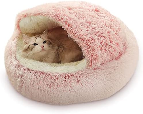 עגול חתול מיטה-רך סופגנייה כלב מיטה, מיטות לחיות מחמד לכלבים קטנים חתולים, חורף חם שינה רך מרגיע מיטה עבור